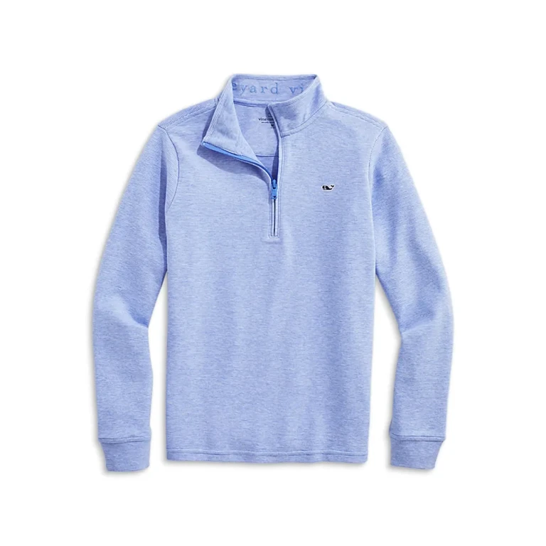 Vineyard Vines Boys' Saltwater Stripe Quarter Zip Mock Neck Sweatshirt - Little Kid, Big Kid
