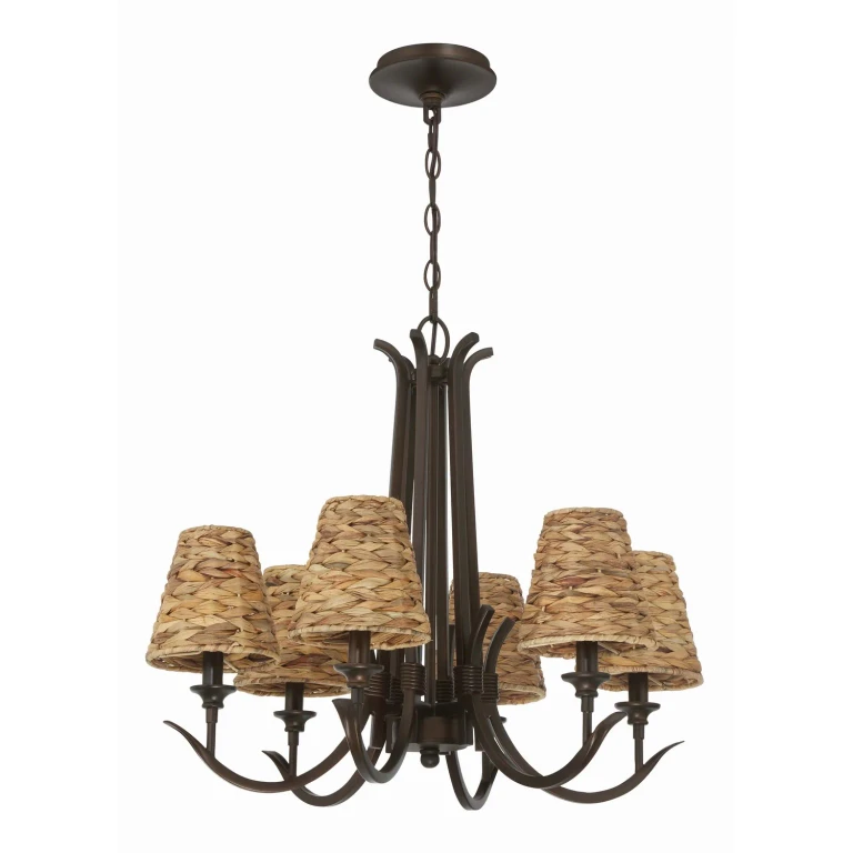 Aged Bronze Brushed Six Light Chandelier from the Kokomo Collection
