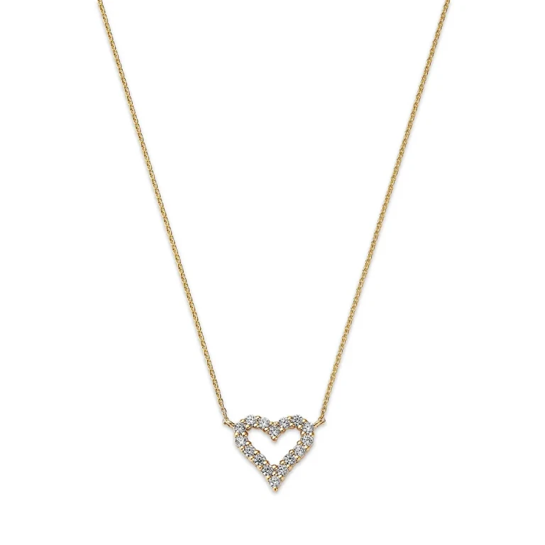 Diamond Heart Pendant Necklace in 14K Yellow Gold, 0.16 tcw