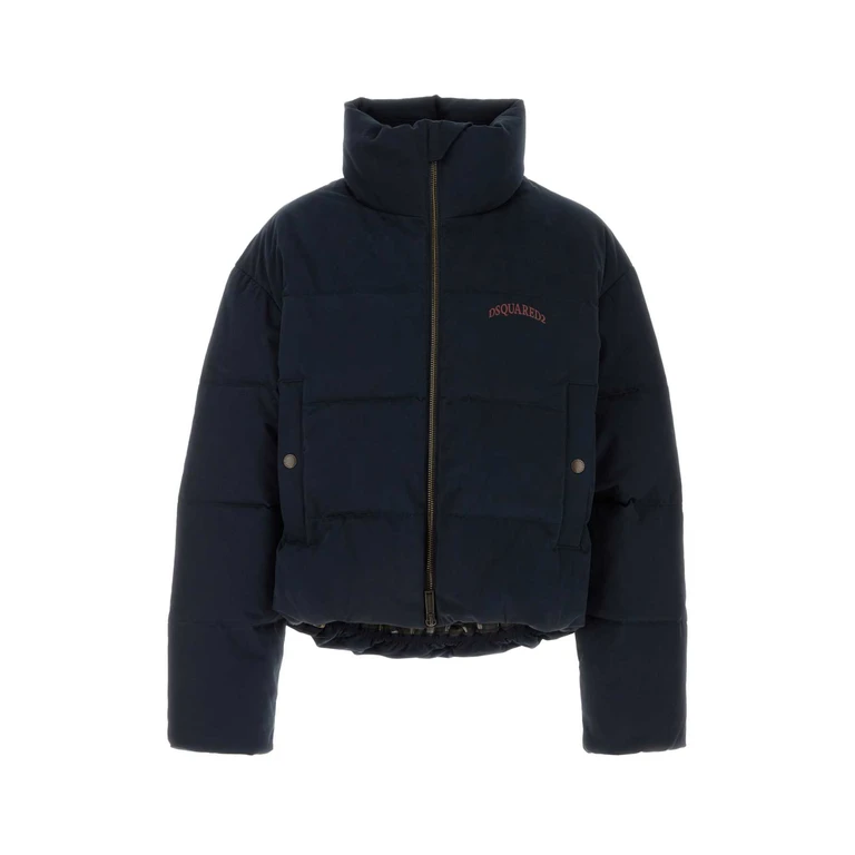 Dsquared2 Navy Blue Stretch Cotton Down Jacket Navyblue Co Ea Piumini - Men