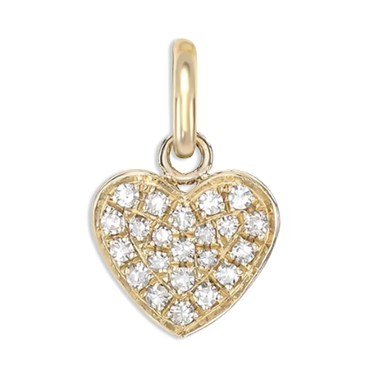 Zoe Lev 14K Yellow Gold Diamond Cluster Small Heart Charm Pendant