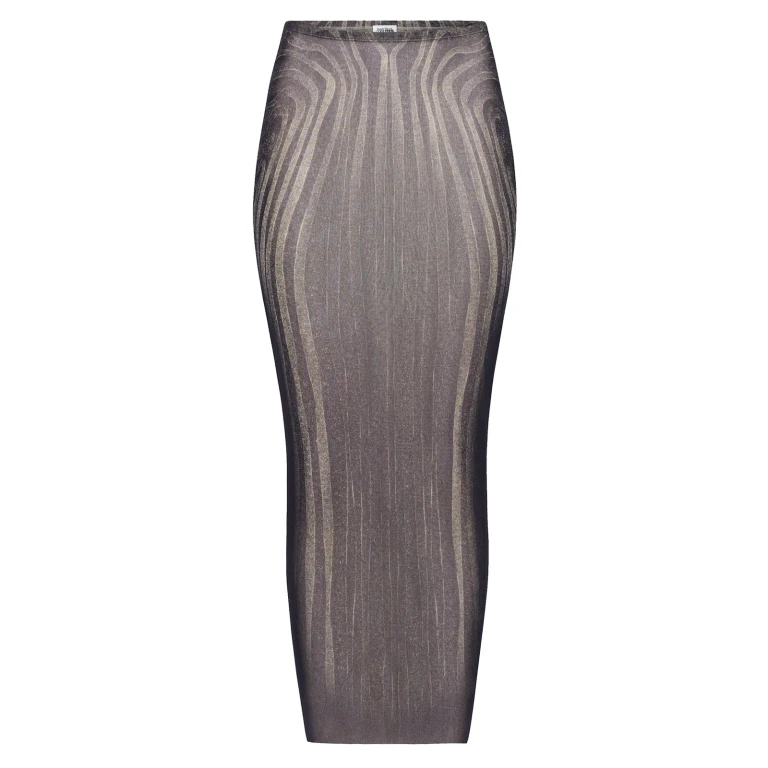 Jean Paul Gaultier Spiral Printed Mesh Long Skirt