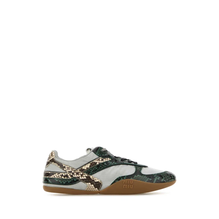 Miu Miu Multicolor Fabric And Leather Sneakers