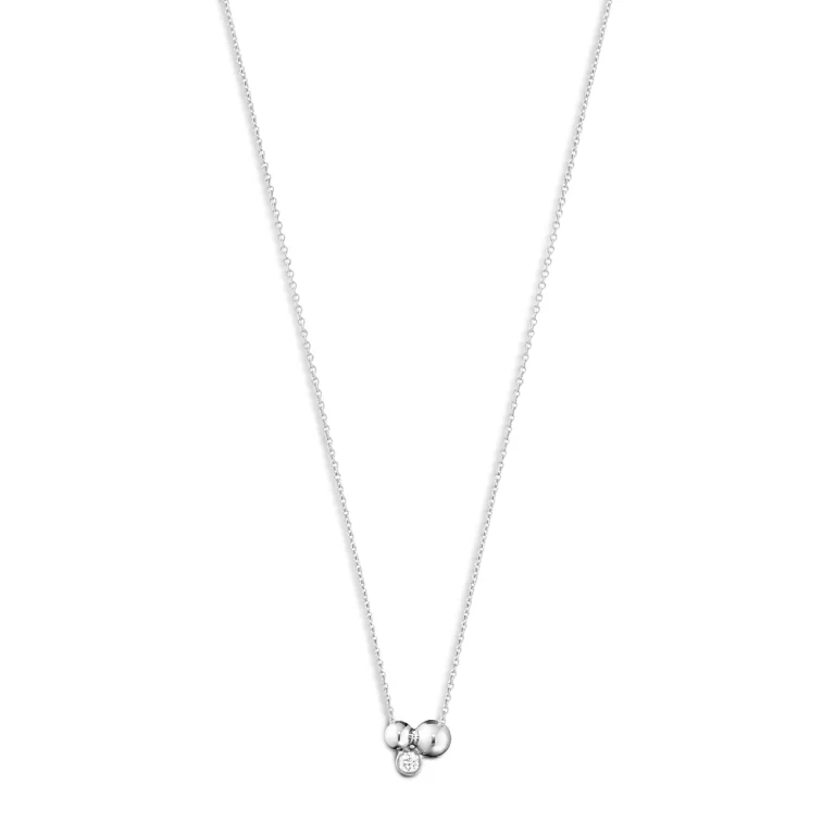 Georg Jensen Sterling Silver Moonlight Grapes Diamond Ball Cluster Pendant Necklace, 17.72