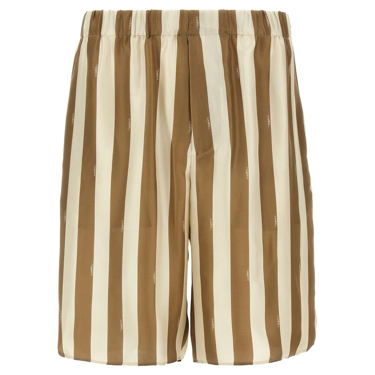 Fendi Beige Silk Bermuda Shorts - Men