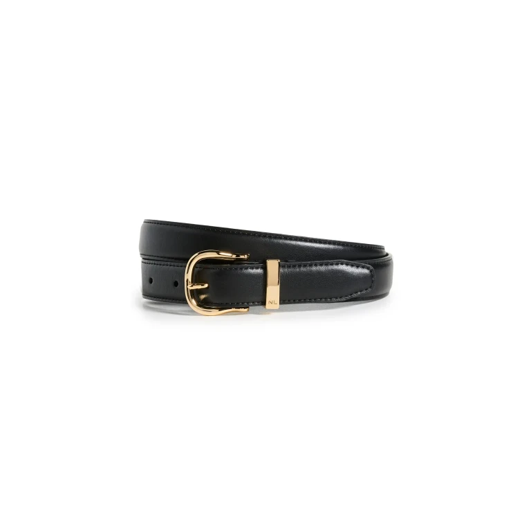 Nili Lotan Louise Belt Black/Shiny Brass 80