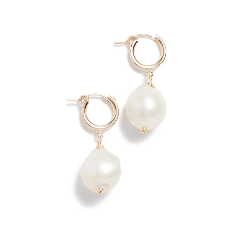 Brinker + Eliza Back To Basics Huggie Earrings Gold/Pearl One Size