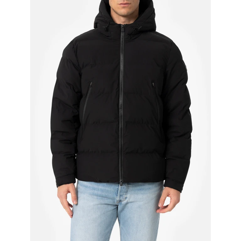 Mc2 Saint Barth Maier Padded Hooded Jacket Technical Fabric Black Solid Color - Men