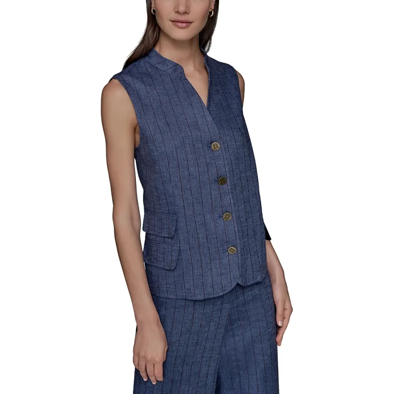 Karl Lagerfeld Paris Woven Button Front Vest
