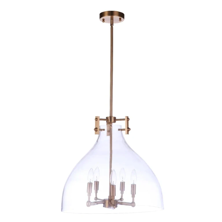 Satin Brass Five Light Pendant from the Chardonnay Collection
