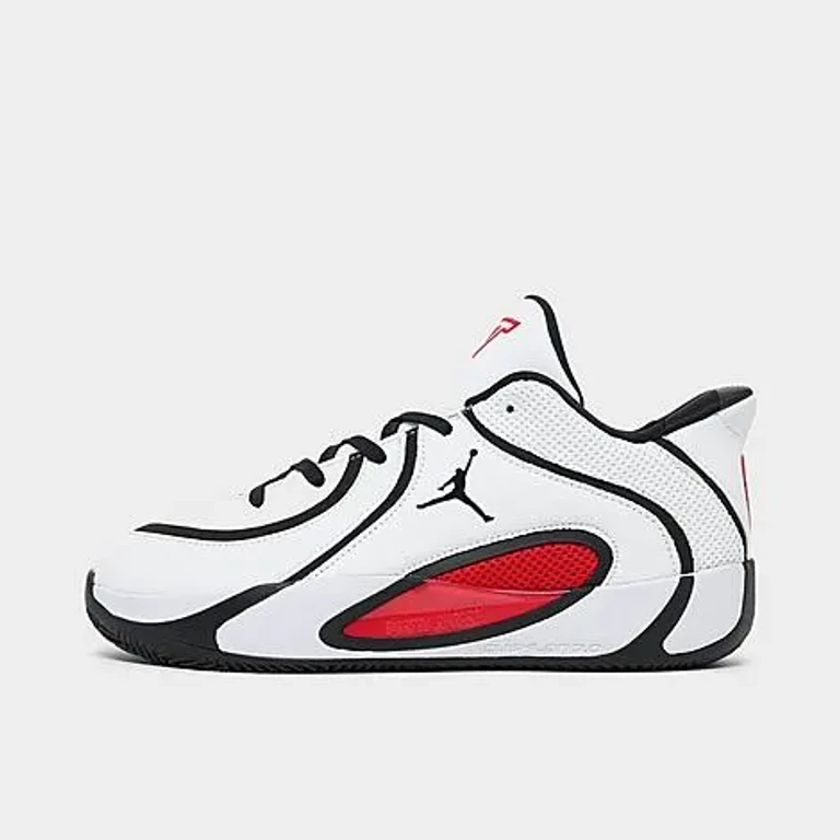 Jordan Big Kids Tatum 4 Basketball Shoes in White/University Red/Black Size: 3.5