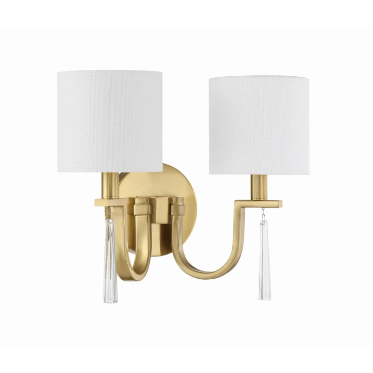 Satin Brass Two Light Wall Sconce from the Fortuna Collection