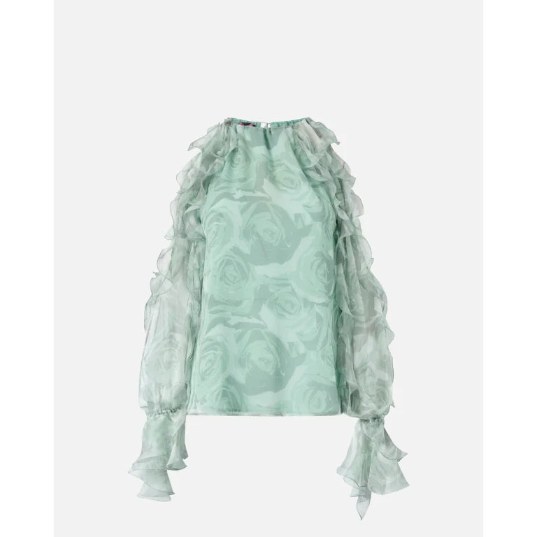 Pinko Zijden blouse met rozenprint en blote schouders