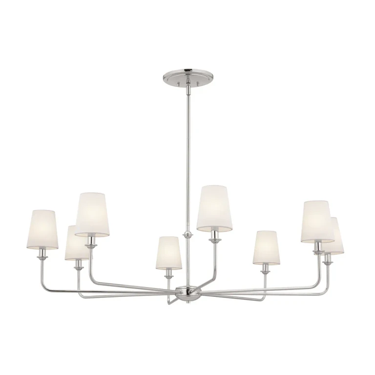 Polished Nickel Eight Light Chandelier from the Pallas Collection