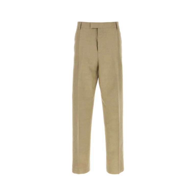 Cotton and Linen Blend Wide Leg Trousers (145446793017SAFARI)