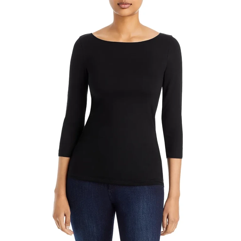 Majestic Filatures Boatneck Three Quarter Sleeve Top