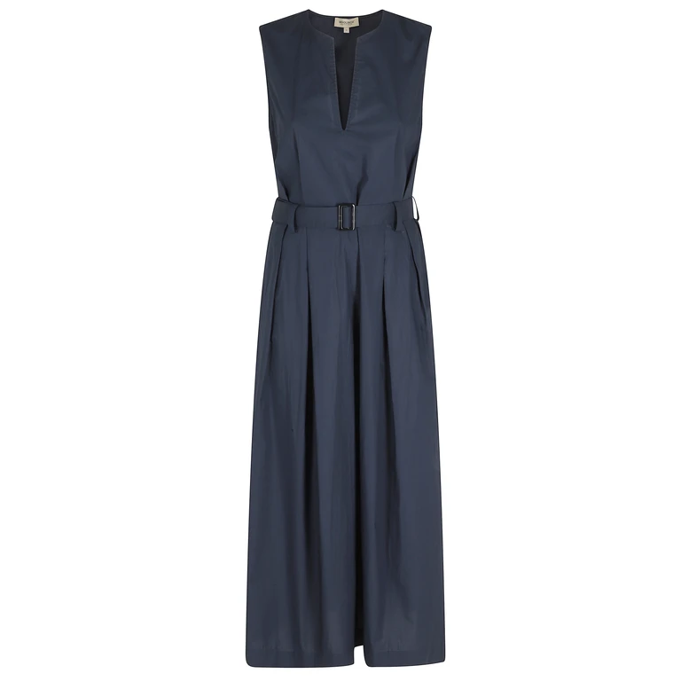 Woolrich Belted Long Dress Blue Cotone Abito - Women
