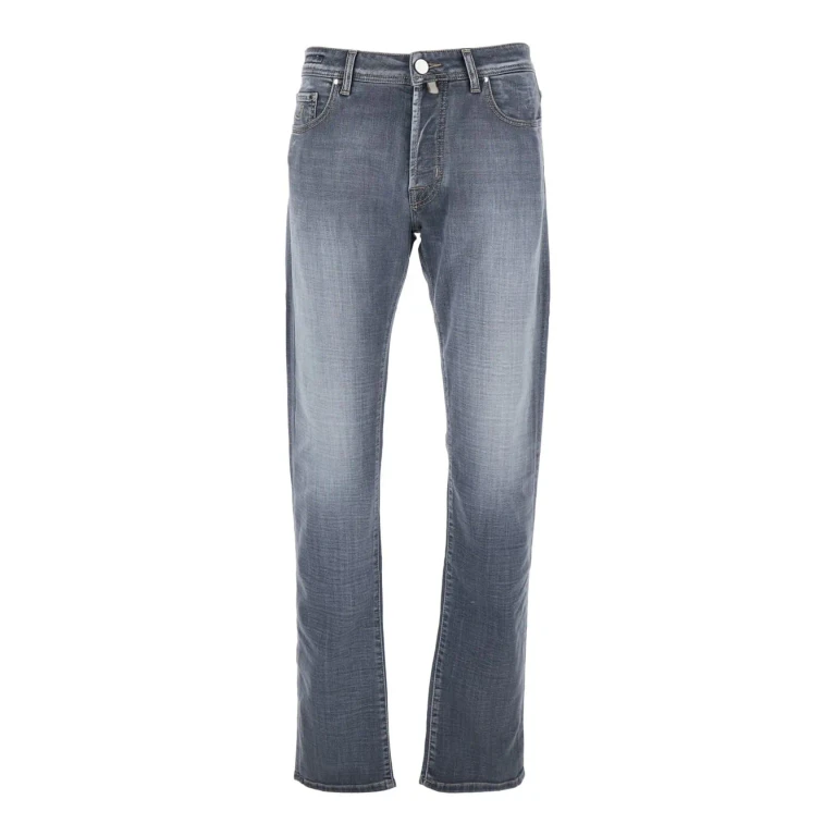 Jacob Cohen Jeans bard With Belt Loops And Logo Patch On The Back In Faded Black Denim For Men