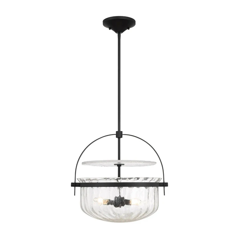 Matte Black Four Light Convertible Semi-Flush Pendant from the Denmar Collection