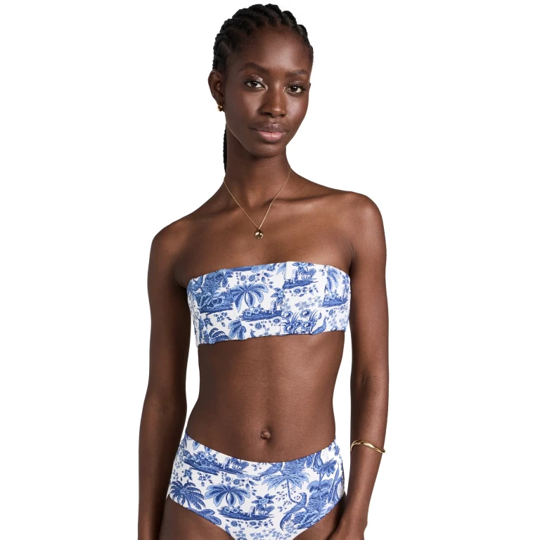 Top de bikini STAUD Mala Blue Toile L