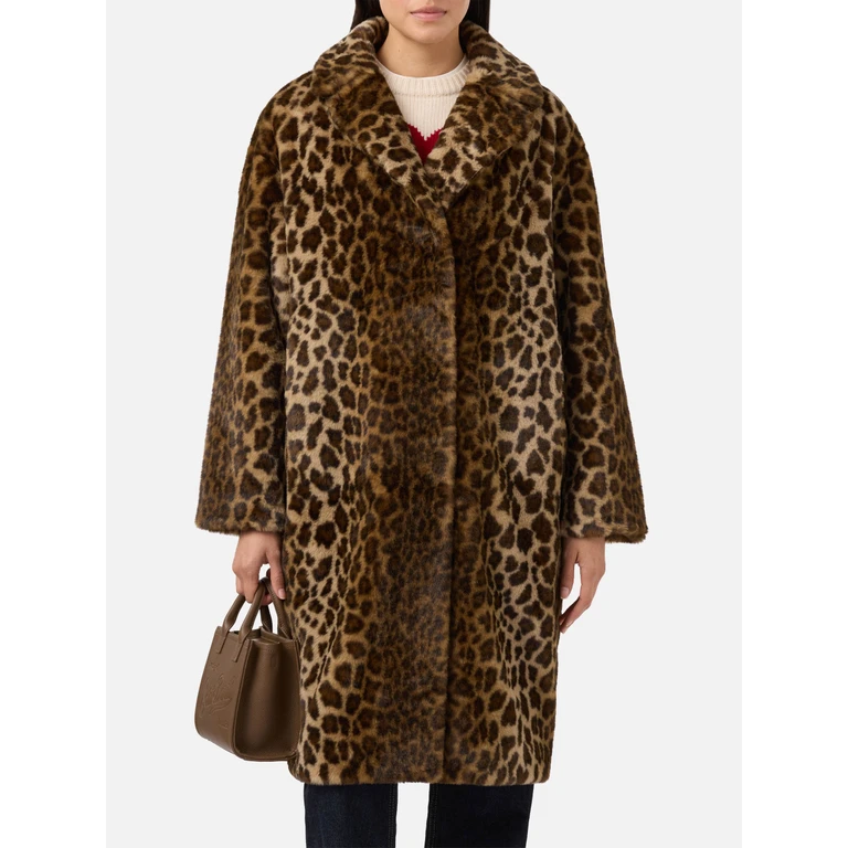 Mc2 Saint Barth Rouge Faux-Fur Coat With Leopard Print Brown - Women