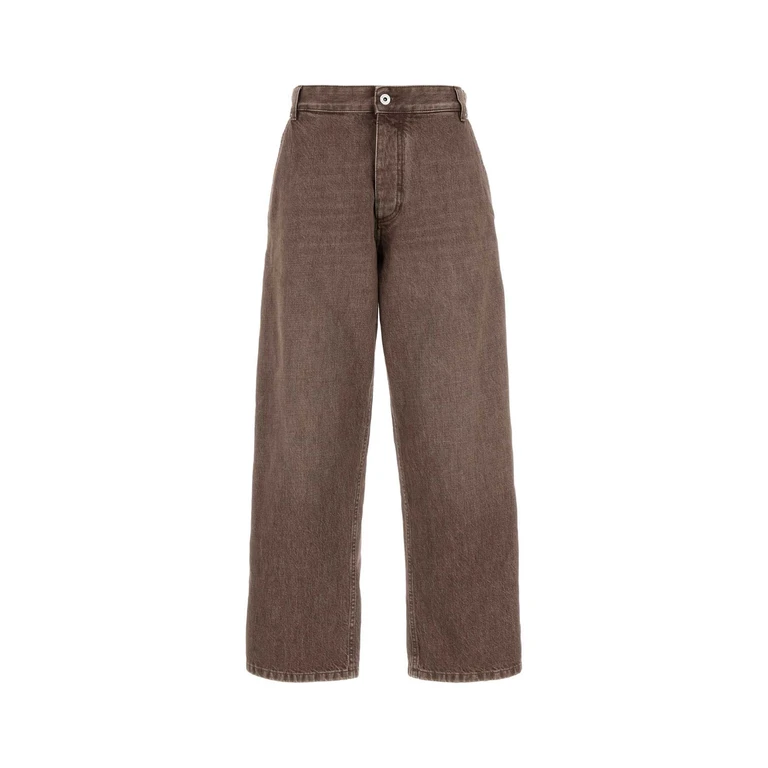 Bottega Veneta Mud Denim Wide-Leg Jeans Brown Exterior: Cotton - Women