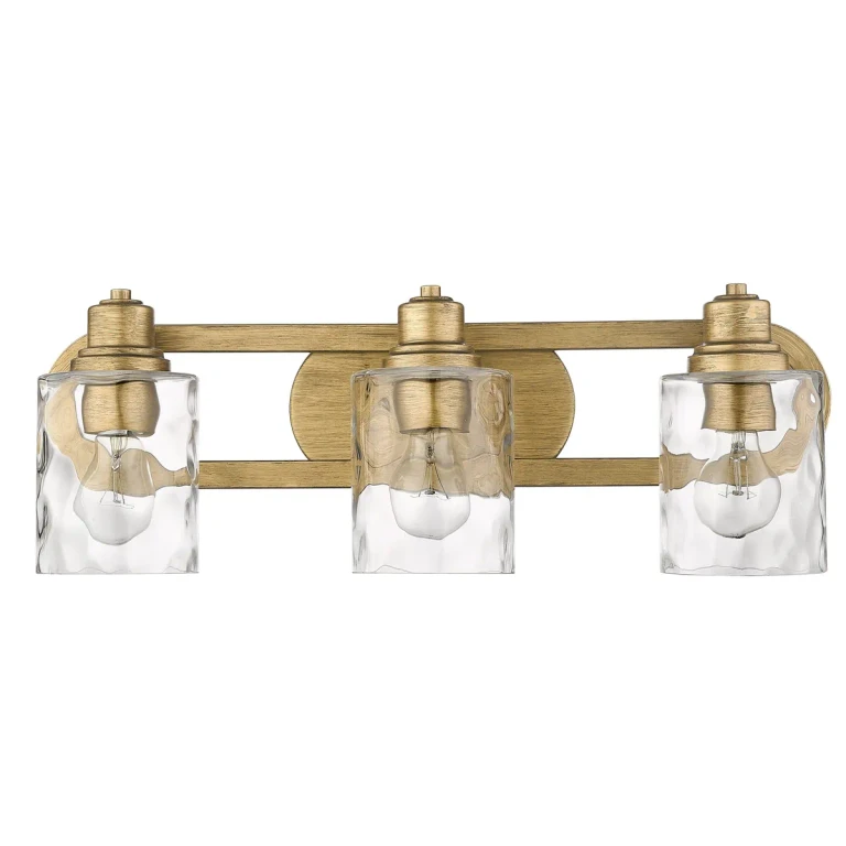 Antique Gold Three Light Bath Vanity from the Lumley Collection