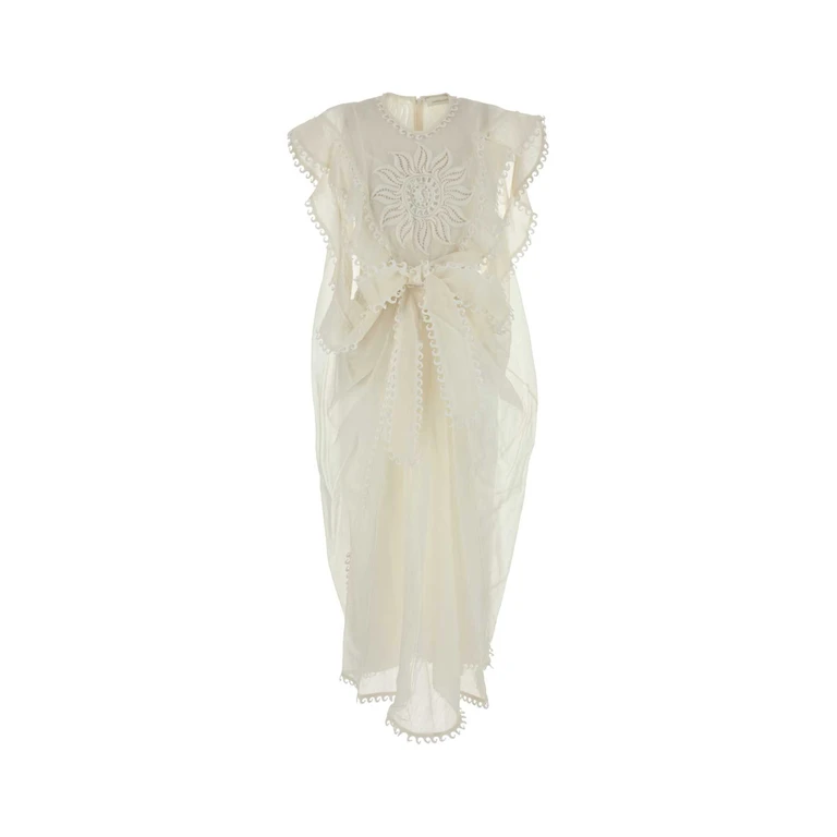 Zimmermann White Linen Blend Balance Dress Ivory Abiti - Women