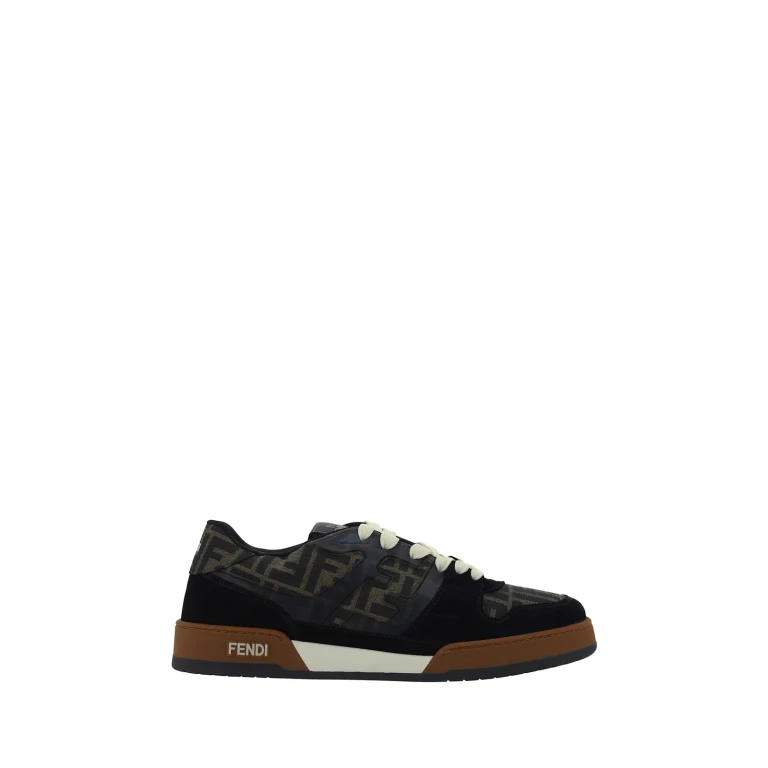 Fendi Embroidered Canvas, Leather And Rubber Match Sneakers