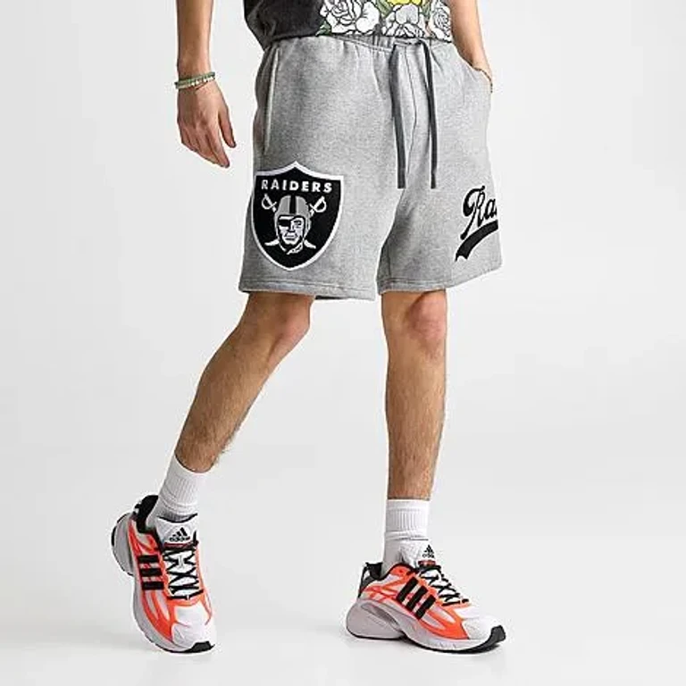 Pro Standard Men's Las Vegas Raiders NFL Living Large Fleece Shorts in Heather Grey Size: Small