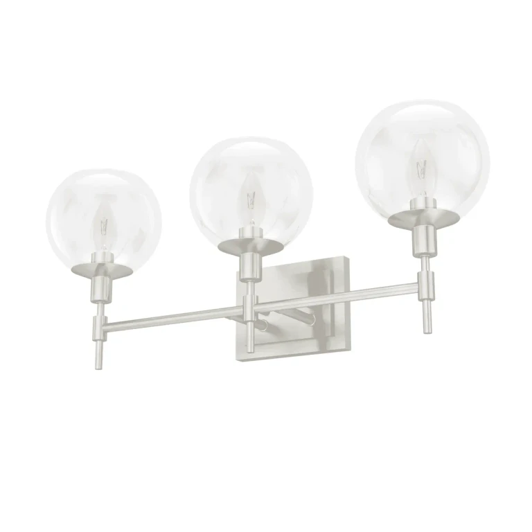 Brushed Nickel Three Light Vanity from the Xidane Collection