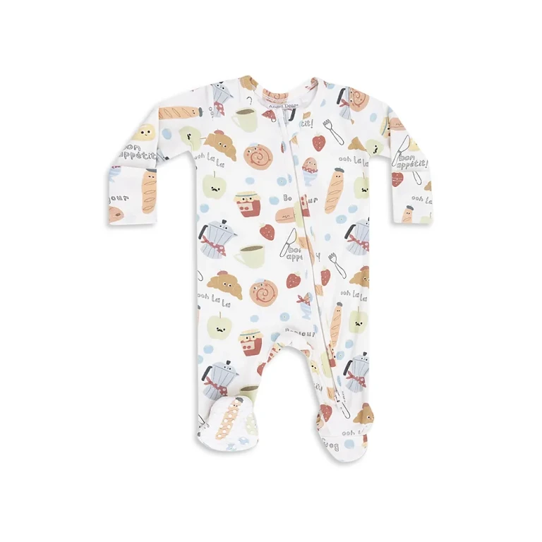 Angel Dear Unisex Bonjour Breakfast 2 Way Zipper Footie - Baby