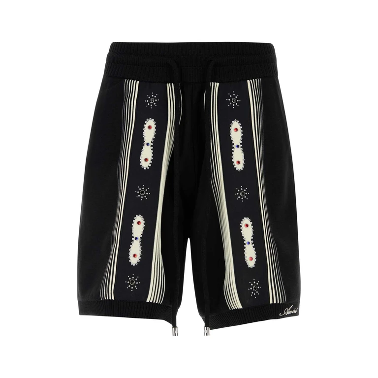 Black Wool Blend Bermuda Shorts Exterior: Polyester - Men
