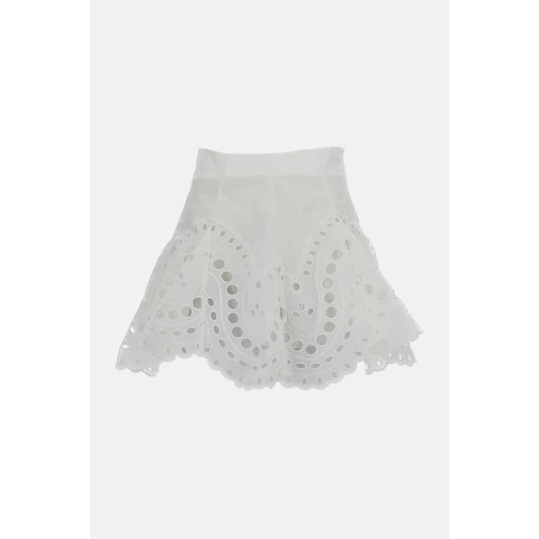 Charo Ruiz sail White Skirt With A-line Design And Scalloped Hem In Cotton Blend Women