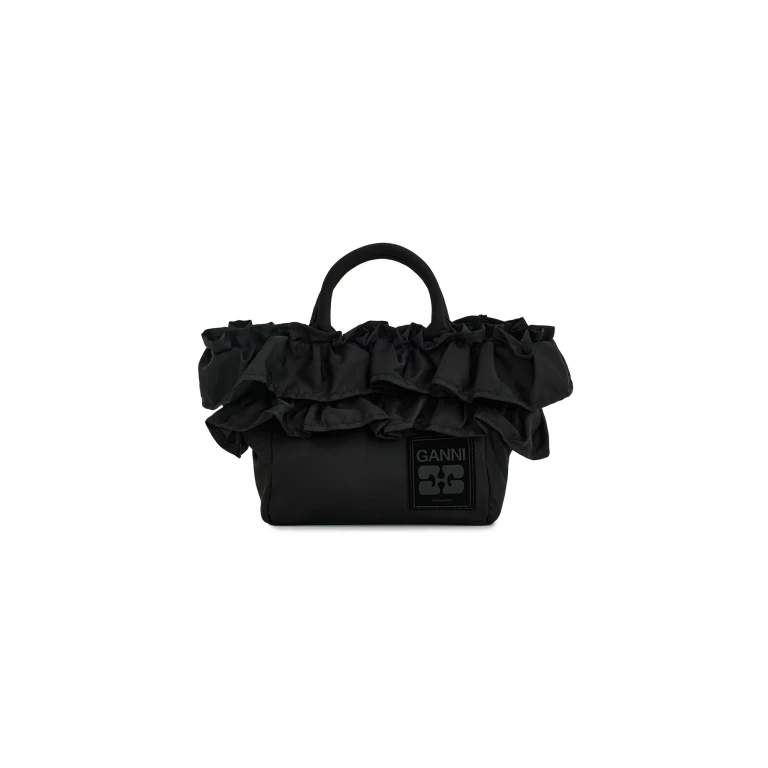 Sac Mini Shopper à Volants GANNI Noir