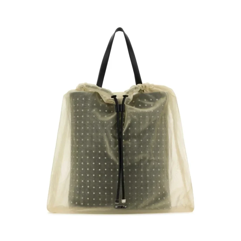 Two-tone Leather And Tulle Nebula Shopping Bag