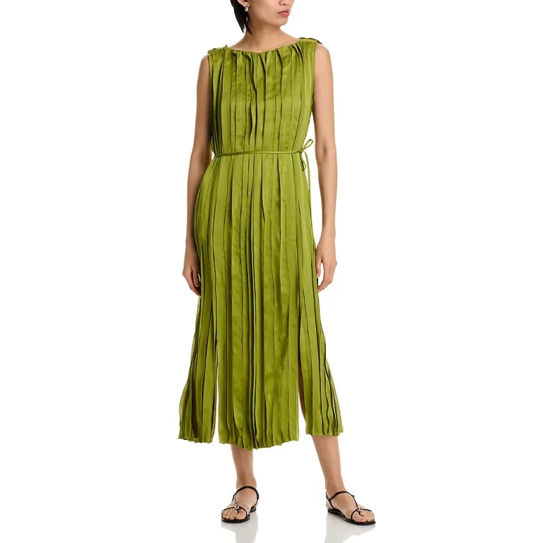 Lafayette 148 New York Sleeveless Satin Panel Midi Dress