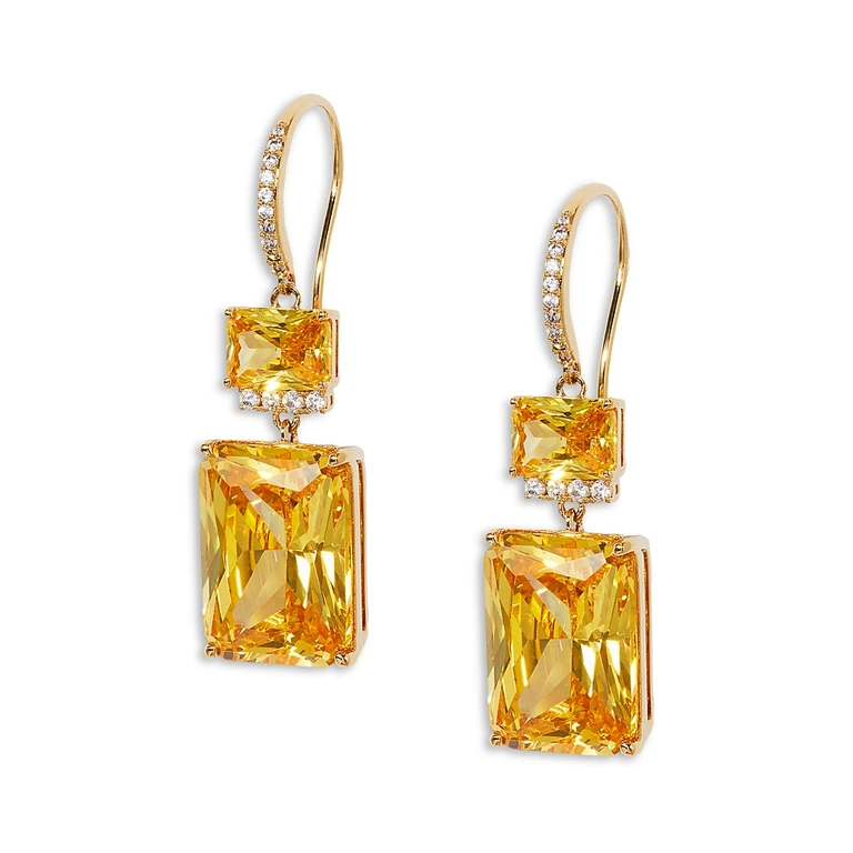 Nadri Macaron Cubic Zirconia Double Drop Earrings in 18K Gold Plated