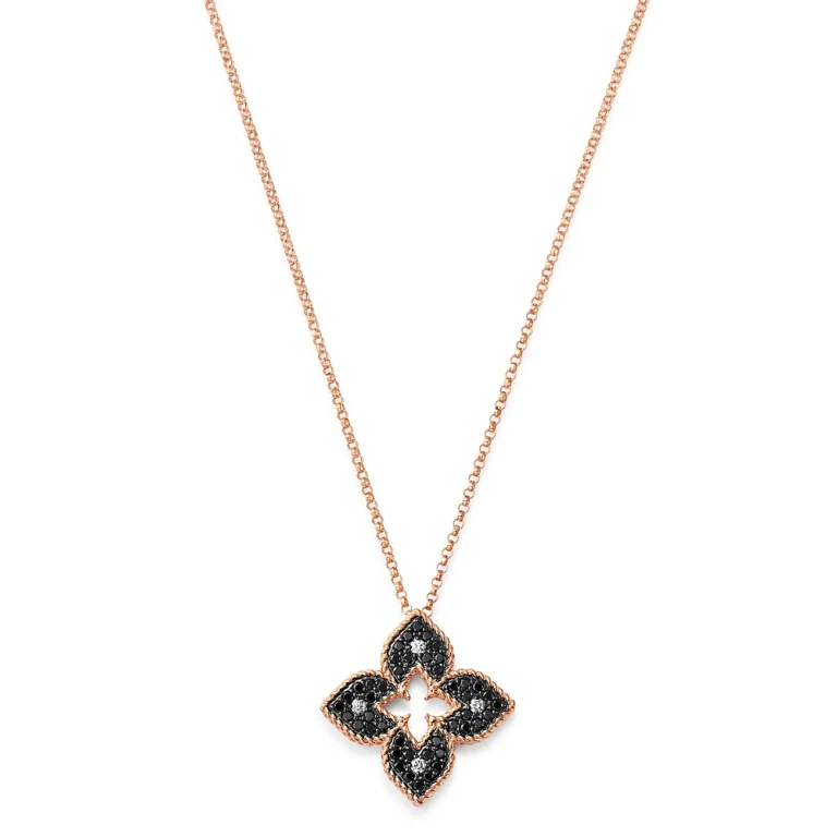 Roberto Coin 18K Rose Gold Venetian Princess Black & White Diamond Reversible Pendant Necklace, 18