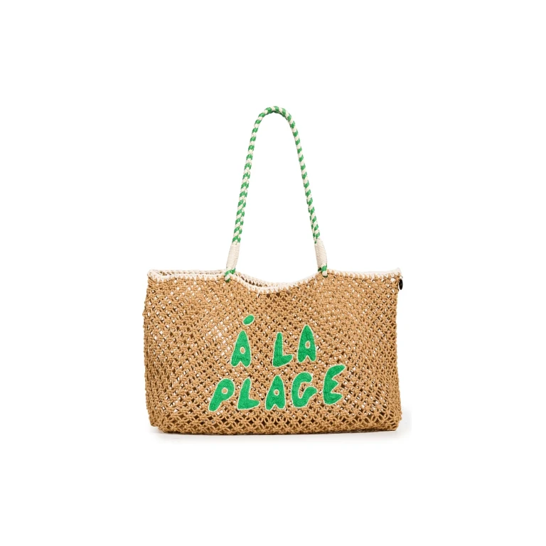 Clare V. L'ete Tote Tan Crochet w/ Green A La Plag One Size