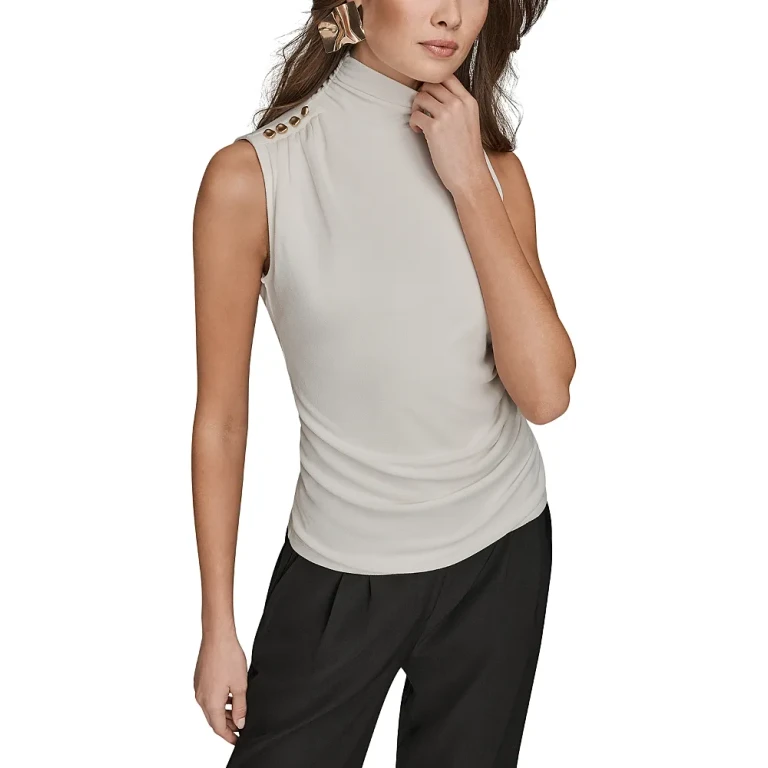 Donna Karan New York Draped Button Trim Top