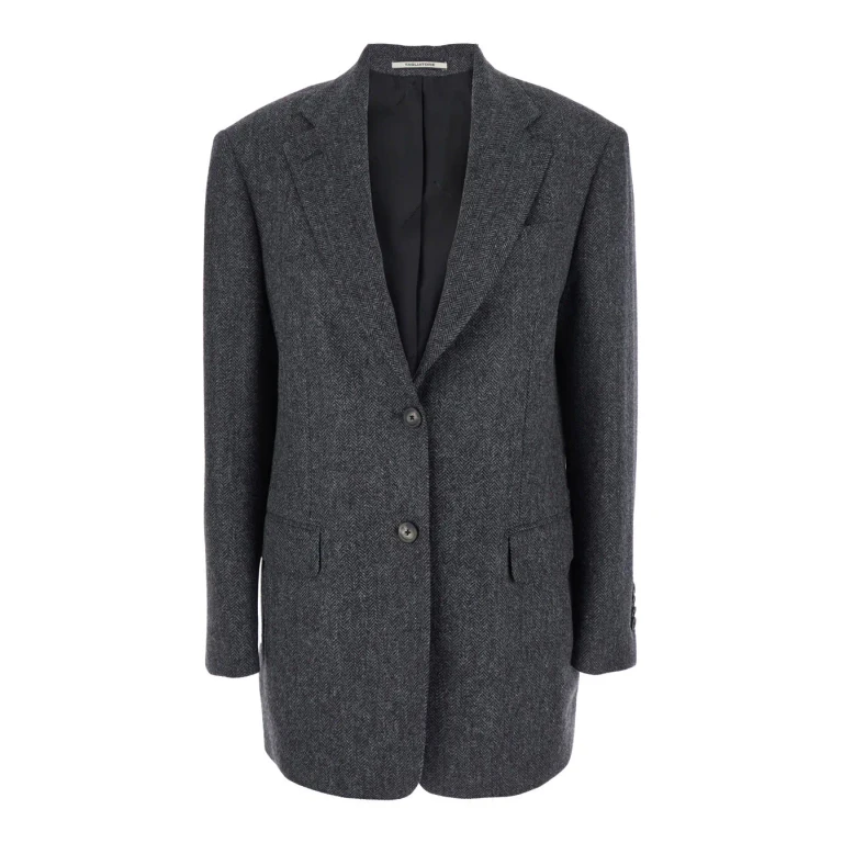 Tagliatore Grey Single-breasted Jacket With Notched Revers In Wool Woman