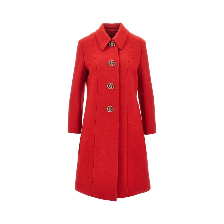 Gucci Natté Wollmantel mit Double G Knöpfen