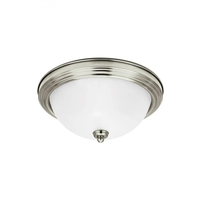 Brushed Nickel One Light Flush Mount from the Geary Collection
