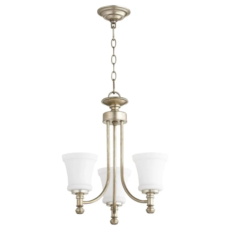 Quorum Rossington 3-Light 19" Transitional Chandelier in Aged Silver Leaf
