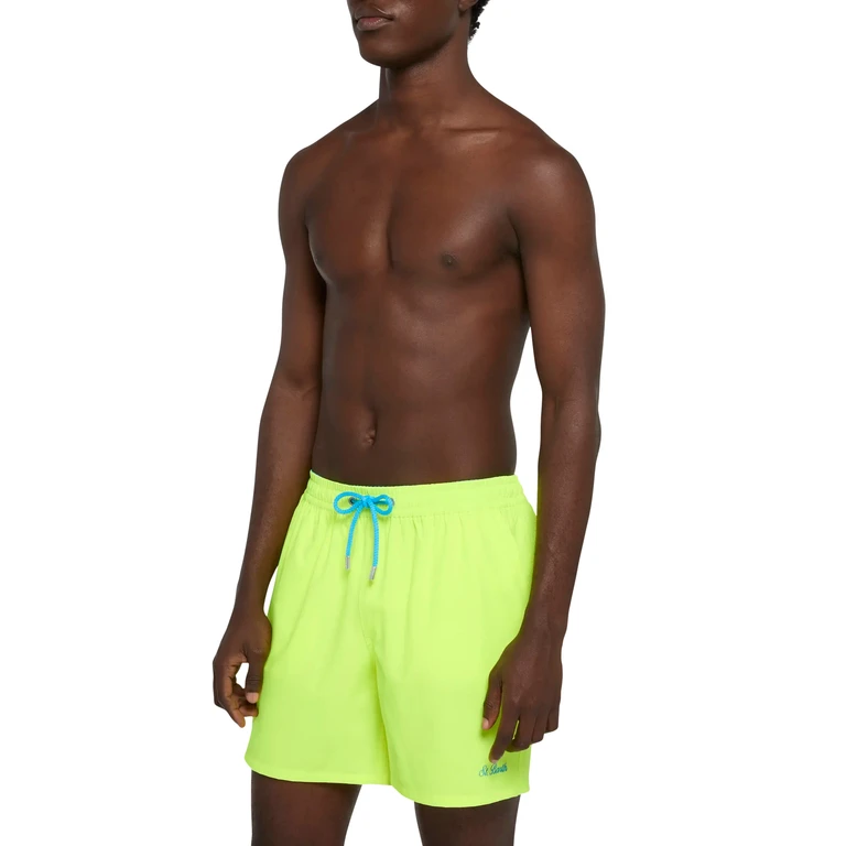 Mc2 Saint Barth Fluo Yellow Comfort Swim Shorts With St. Barth Embroidery Swimshort - Men