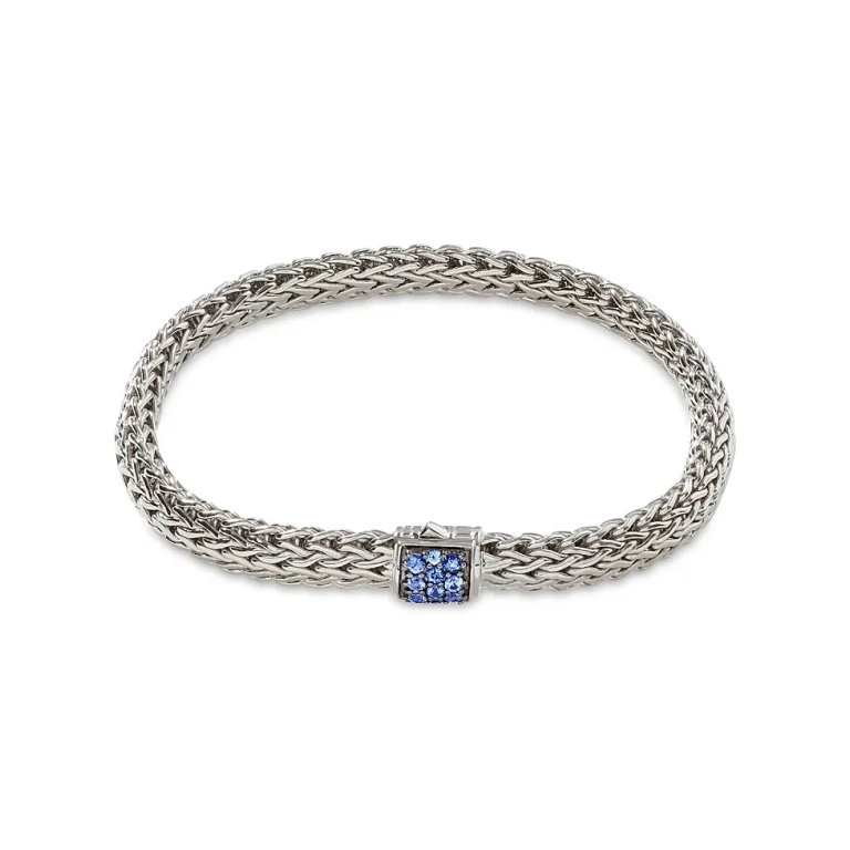John Hardy Sterling Silver Icon Bracelet with Blue Pave Sapphire, 6.5mm