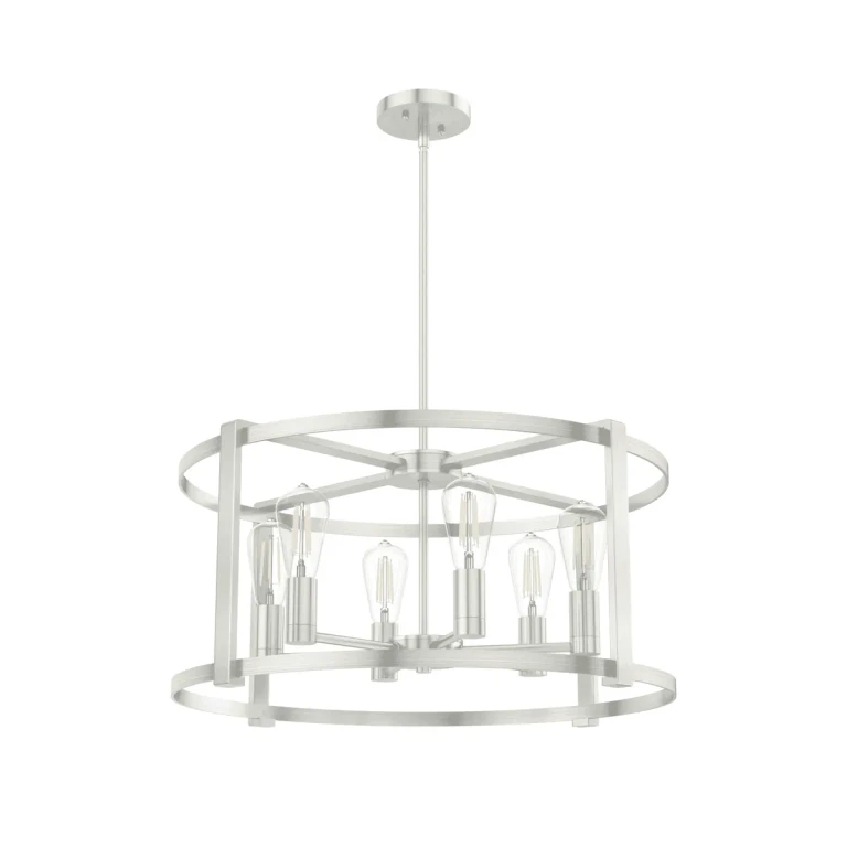 Brushed Nickel Six Light Chandelier from the Astwood Collection