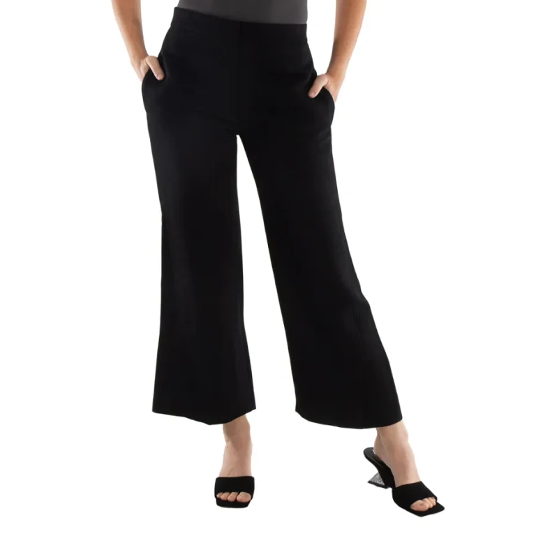 Jil Sander Ladies Black Cropped Wide-Leg Trousers, Brand Size 34 (US Size 2)