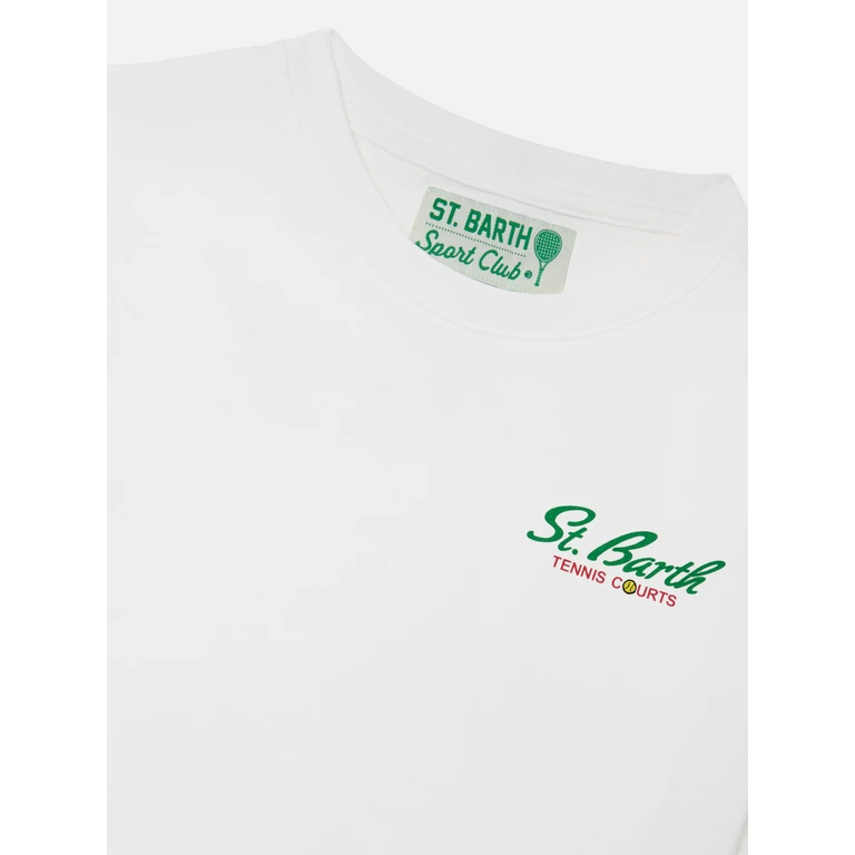 Mc2 Saint Barth Portland Jr T-Shirt With Tennis Courts Maxi Print Special Edition White